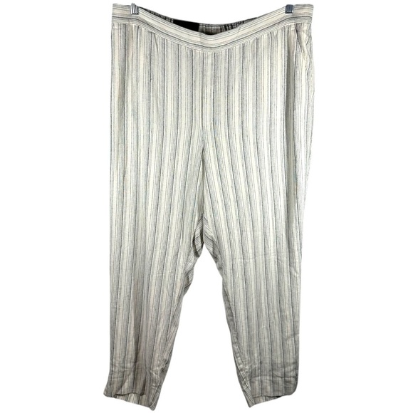 NEW Banana Republic Hayden Pants‎ Women's 18 Cream Stripe Linen Blend Lined - Picture 1 of 7